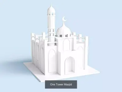 3D Model Masjid Packed Bundle