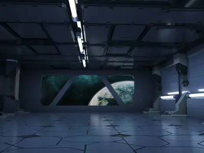scifi sci fi blender interior corridor hallway futuristic 3D model