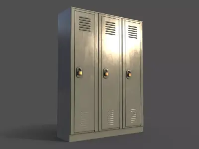 PBR School Gym Locker 01 - Pale Green Low-poly 3D model