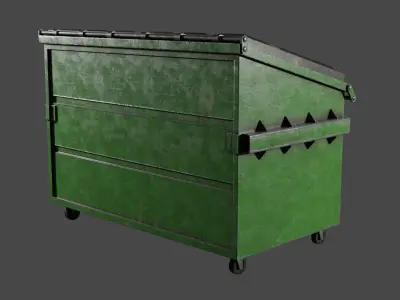 Dumpster trash can on wheels Low-poly 3D model