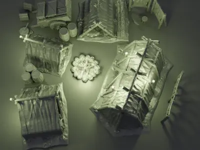 Adventurers Campsite Tabletop Terrain 28 mm 3D print model