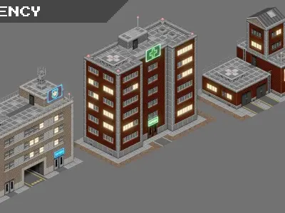 Game City Asset Pack Low-poly 3D model