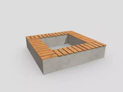 Square Bench Low-poly 3D model