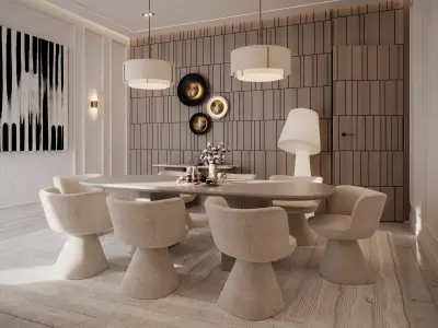 Contemporary Dining Room 3D model