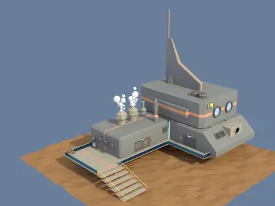 Low Poly Cartoony Sci Fi Building 3 Low-poly 3D model
