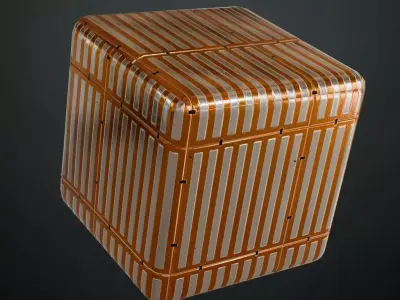 Orange Silver Sci-Fi Metal Panel PBR Seamless Texture