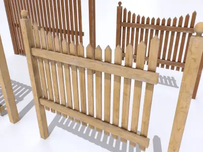 Wooden Fences Pack 2 Low-poly 3D model