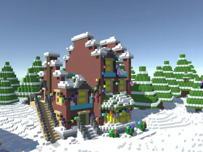 Full Pack Christmas House Voxel Low-poly 3D model