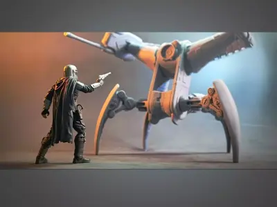 Black Series Scorpenek Droid - cut for smaller printers 3D model