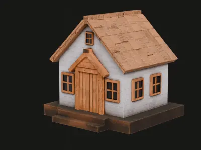 Cute Cartoon Small Wood House 04 3D model