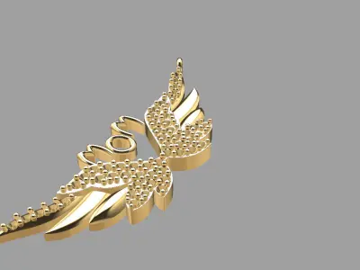  Golden Winged MOM Pendant 3D print model