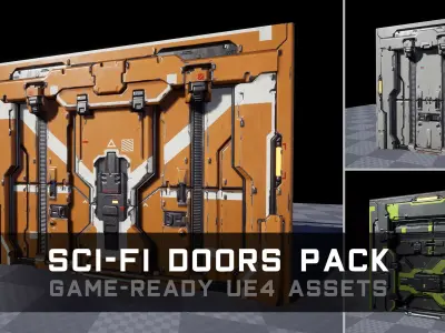 Sci-Fi Doors Pack - Game-Ready UE4 Assets Low-poly 3D model