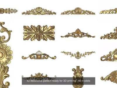  40 decorative pattern ready for 3D printing 3D Model Pack