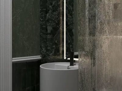 interior bathroom with wallpaper tile and marble color green  3D model