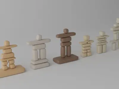 Cartoon Canadian Inukshuks Collection 1 3D model