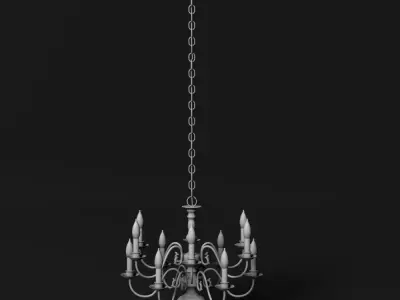 Chandelier with candles hanging from it 3D model
