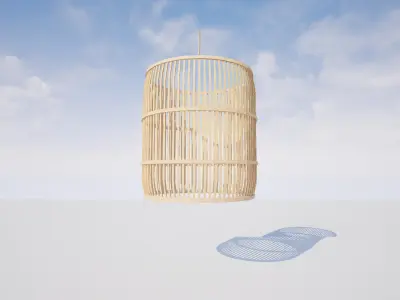 Rattan Hanging Lamp Set Tropical Ceiling Decor 3D model