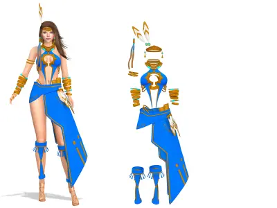 Indian African Punk Tribal Full Outfit Low-poly 3D model