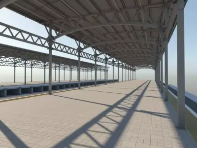 Railway station 3D model by olegrezkii