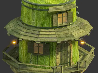 Cartoon house  Low-poly 3D model