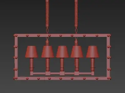 LOFT1176 brass light fixture with shades 3D model
