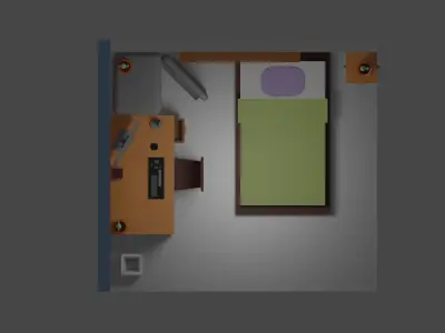 Room Gamer low poly mesh FULL materials Low-poly 3D model