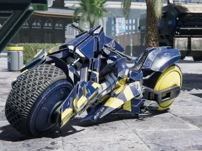 Cyberpunk Bike - fully rigged Low-poly 3D model