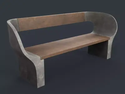 Modern Outdoor Bench 28 PBR Game Ready Low-poly 3D model