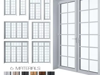 Door Set four french doors 3D model