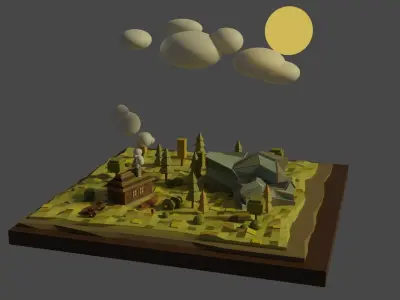 House in the forest ready to game low poly Low-poly 3D model