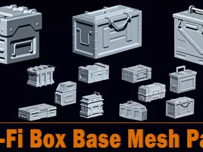 Sci-Fi Box Base Mesh Pack   Low-poly 3D model