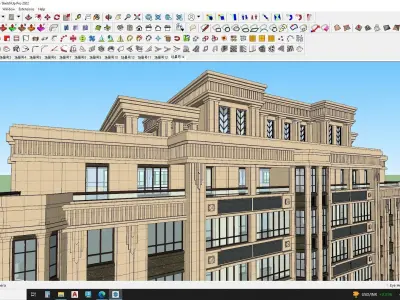 Shopping mall with classical apartments 3d model 3D model