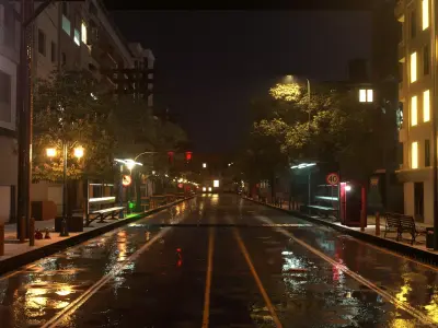 City street  Low-poly 3D model