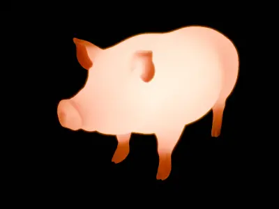 Indirect lighting of pig and piglet 3D model