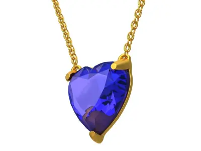 GEMSTONE HEART Blue PENDANT NECKLACE 3D model