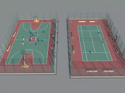 Basketball court tennis court 3D model