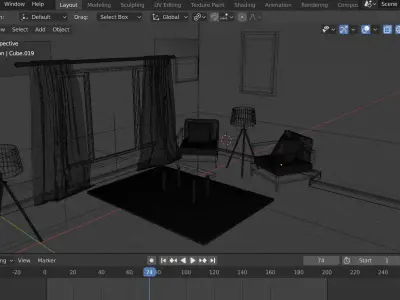 Interior Sofa lamp window 3D model