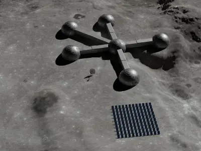 Moon base 3D model Low-poly 3D model