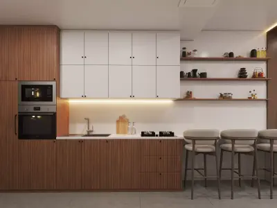 Modern 1 Bedroom Apartment   Complete Interior 3D Scene 3D model
