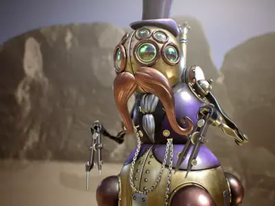 Robot Gentleman PBR Game-Ready Low-poly 3D model