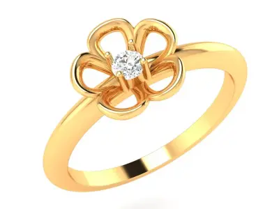 AR-LRZ-0012 gold flower ring with diamond 3D print model