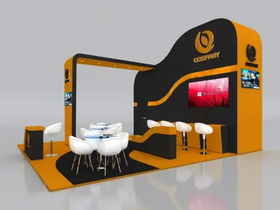 3D Exhibition Booth Stand Stall 6x7m Height 450 cm 3 Side Open 3D model