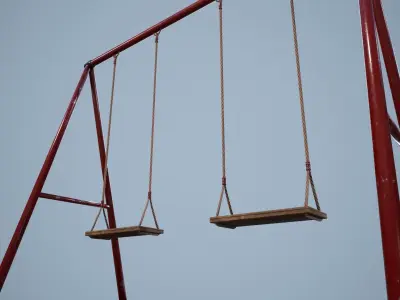 Metal animated swing  Low-poly 3D model