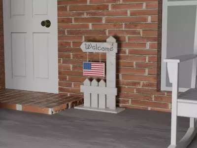 Patriotic Front Door Welcome Sign Low-poly 3D model