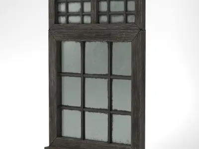 Medieval Window Double Top Lead and Glass 3D Model Tudor Low-poly 3D model