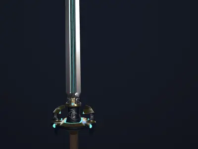 Chineese stylized two-handed sword Low-poly 3D model