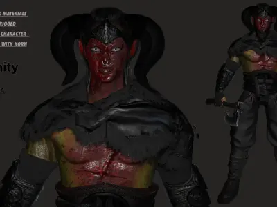 AAA 3D MODEL FANTASY HORROR DEMON CHARACTER - BLOODY DEMON HORN