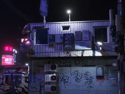 Cyberpunk Street Theme Low-poly 3D model