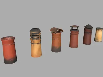 Chimney Pipes Low-poly 3D model