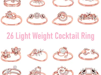 26 Light Weight Cocktail Ring 3dm stl 1-render detail  3D Model Pack